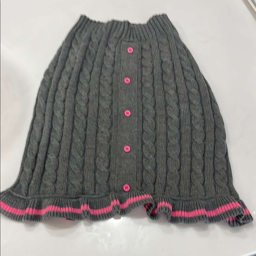 Gray & Pink Bubble Print Ruffle Dog Sweater XL